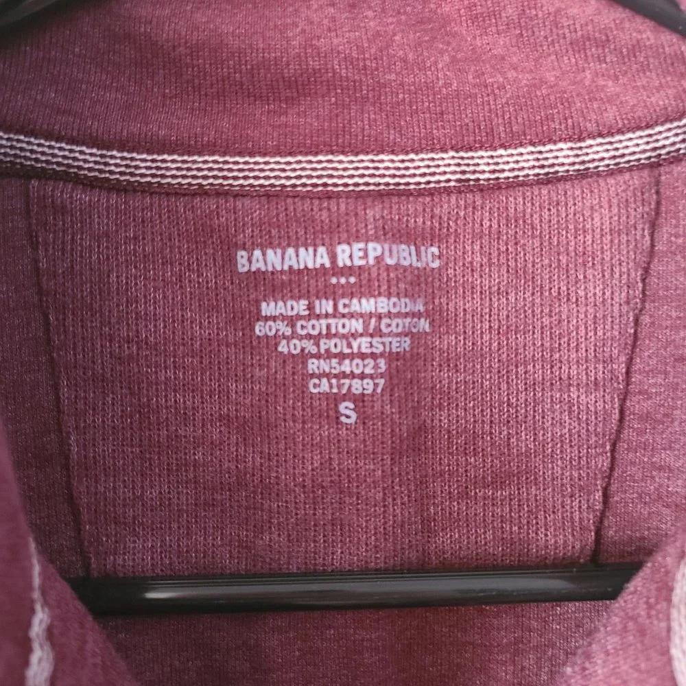 Banana Republic 1/4 Snap Cotton Blend Sweater Maroon Men's Size S